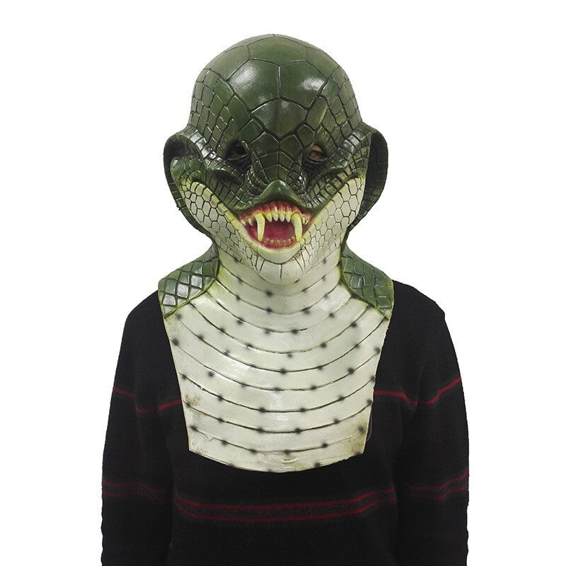 Lizard Man Basilisk Mask – Realistic Scaled Full Face Latex Reptile Headpiece, Unisex Adult Horror Costume
