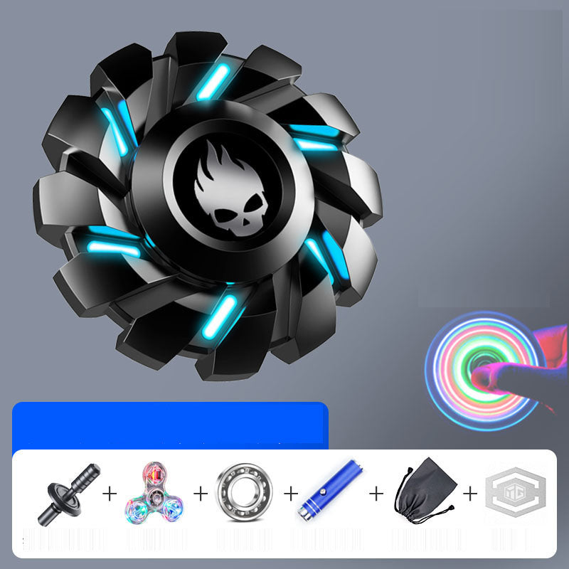 Luminous Fingertip Gyro Metal Advanced Finger Decompression and Decompression Luminous Children's Toy Black Technology Blue Magi