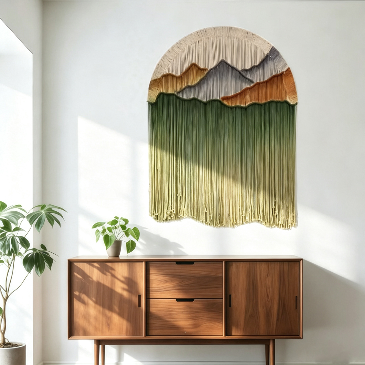 Handwoven circular tapestry decoration