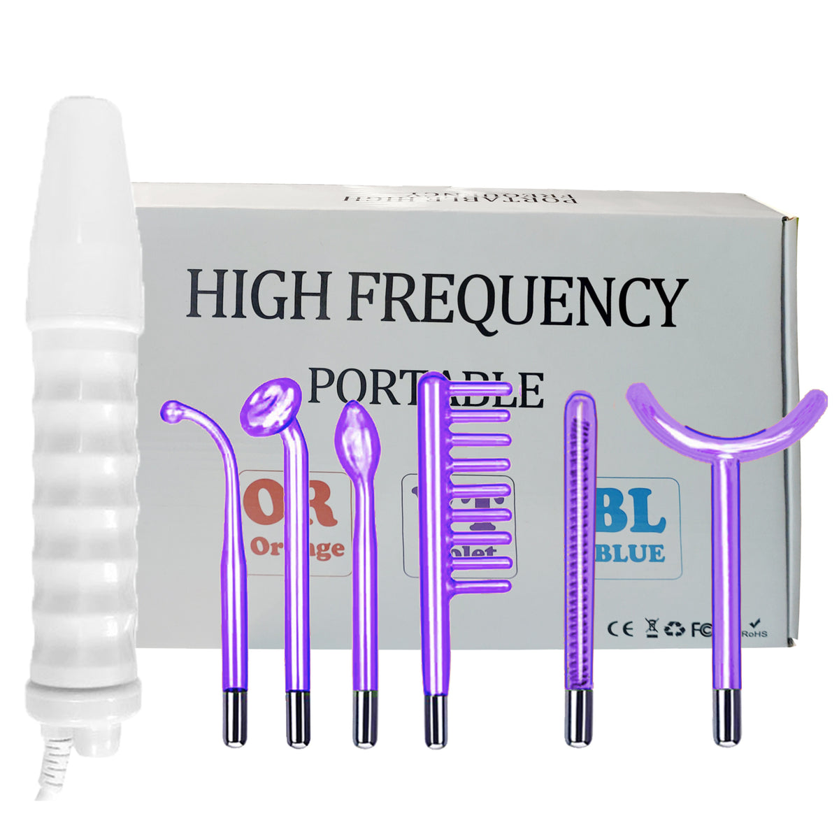 Beauty Salon High-Frequency Electrotherapy Device 6-Piece Set Portable Facial Acne Treatment Instrument Home Beauty Equipment 6-piece