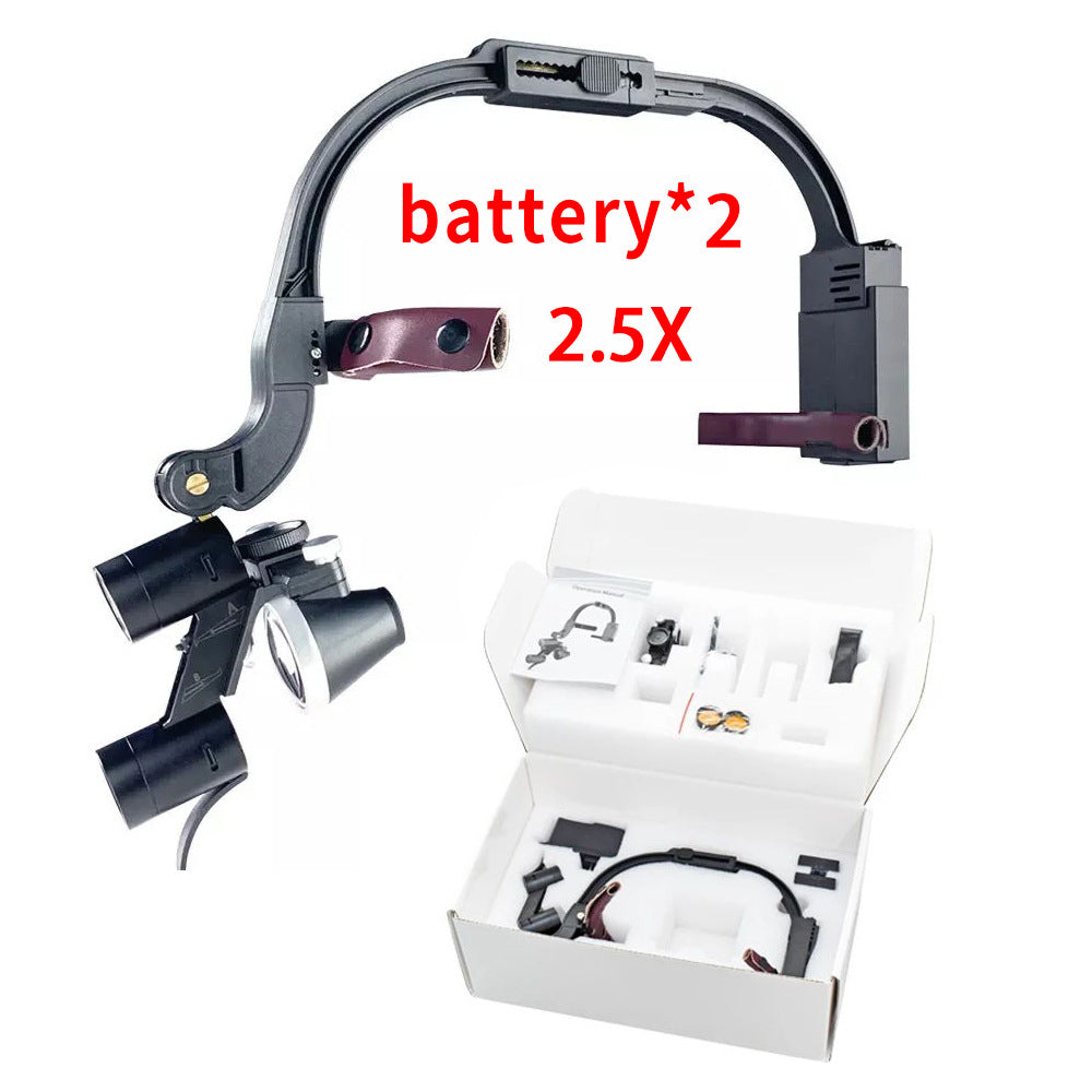 Ultra-Light Shadowless Dental Headlamp with Magnifier and Dual Batteries
