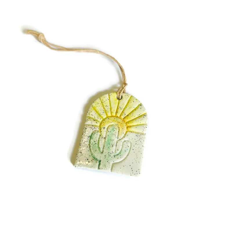 Sunrise & Cactus Ornament Handmade