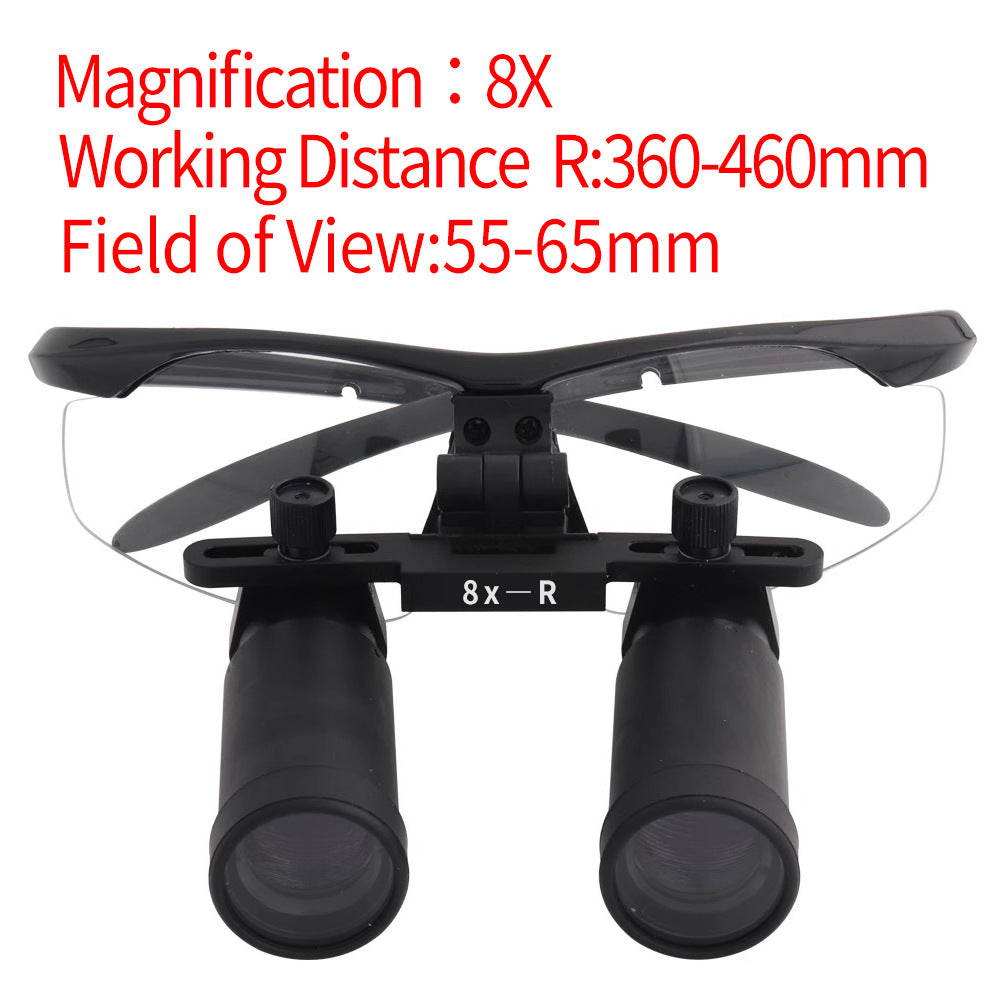 8X Binocular Head-Mounted Optical Loupes for Dental Surgical Procedures